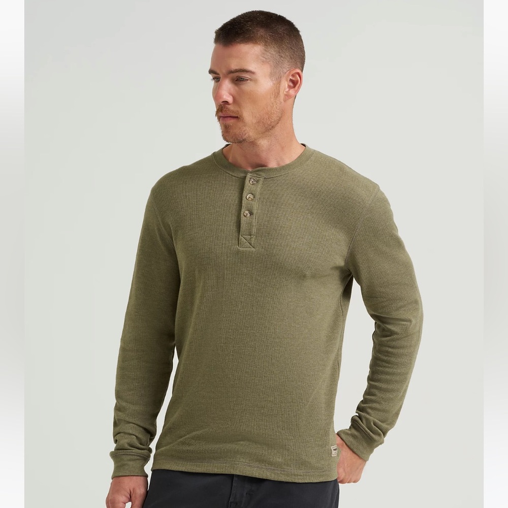 NWT New Wrangler Authentics Waffle Knit Henley